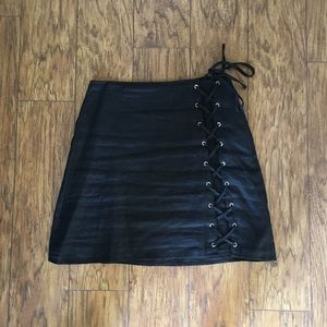 Tobi Lace Up Linen Skirt